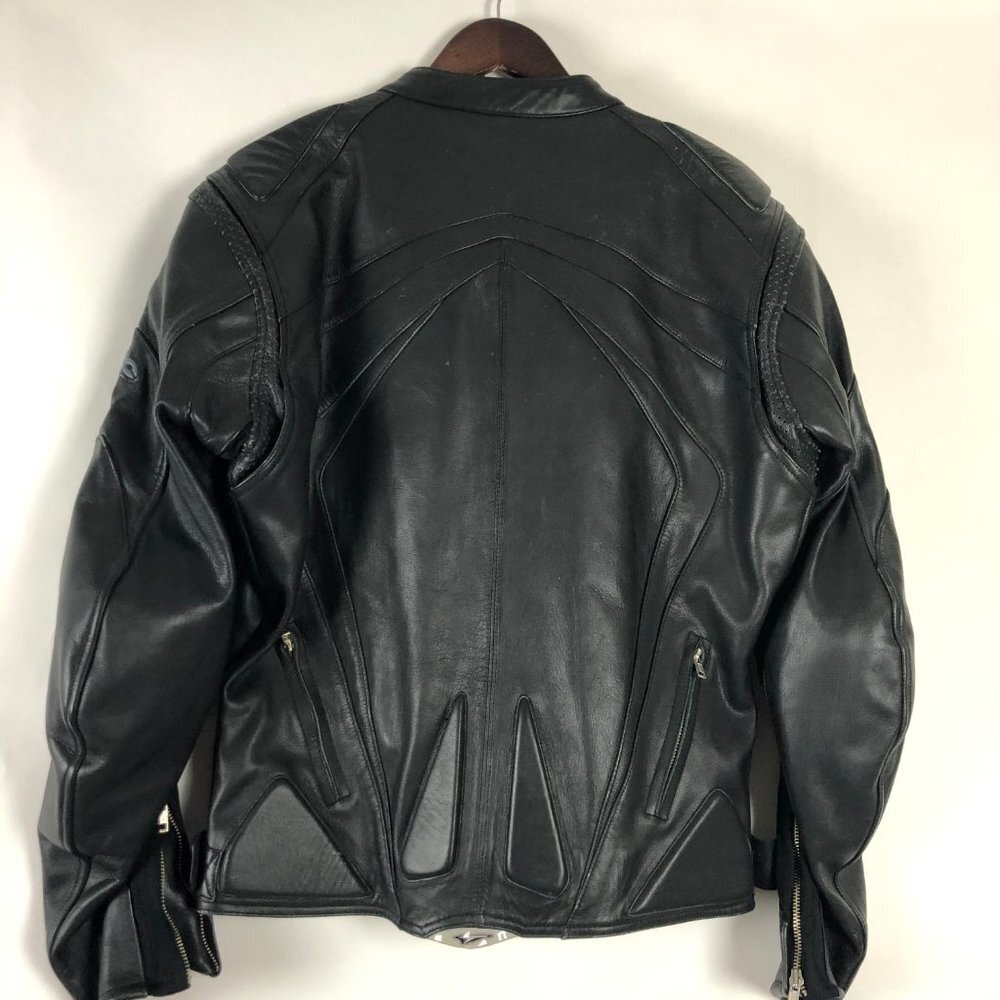 TEKNIC Men's Black Leather Motorcycle Jacket Sz 44 - Picture 5 of 8